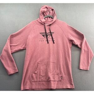 FLY RACING Sweatshirt Womens Sz 2XL Hoodie Pullover Pink Graphic Logo Long Slv